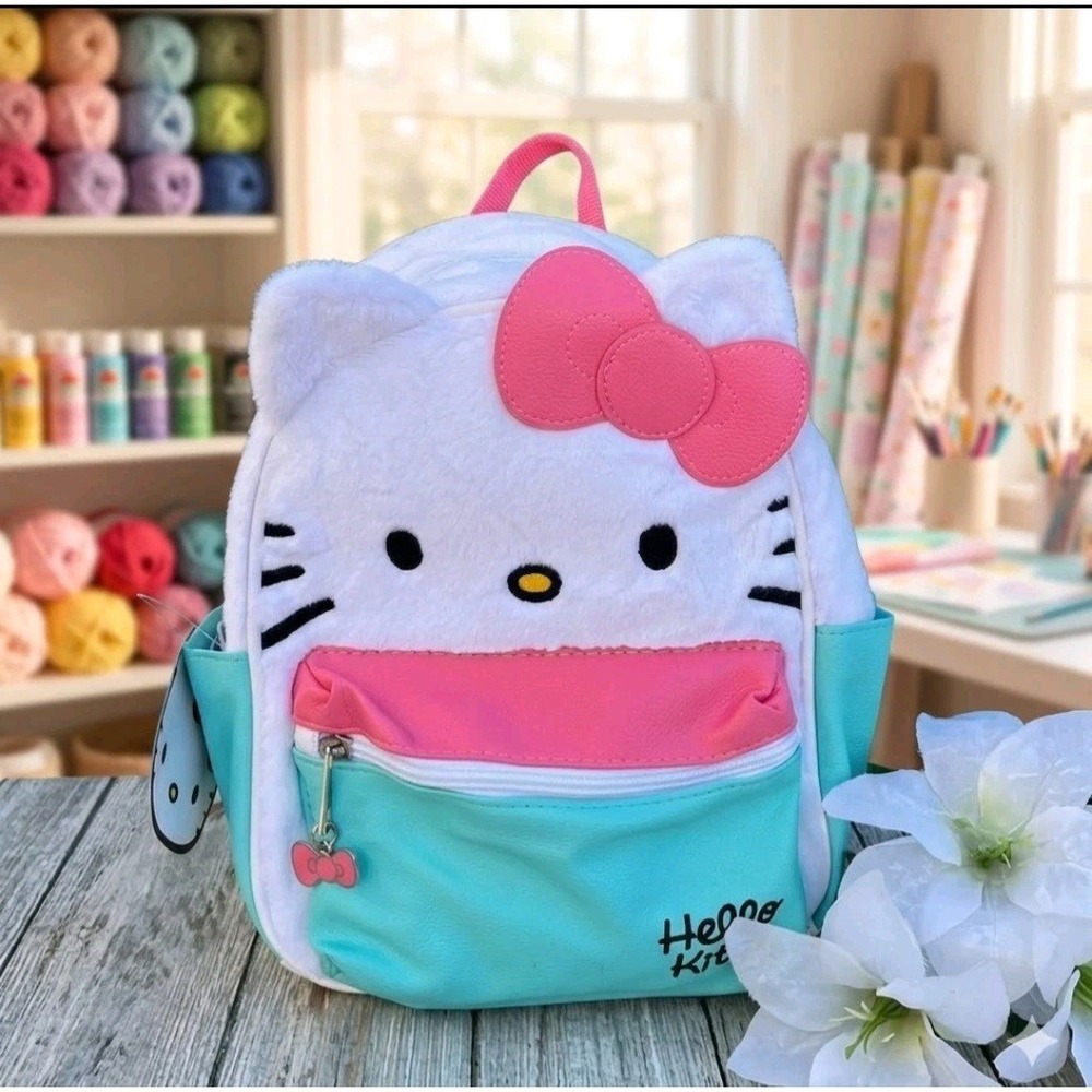Hello Kitty Sanrio Women's Mini‎ Backpack, White  Pink  Blue